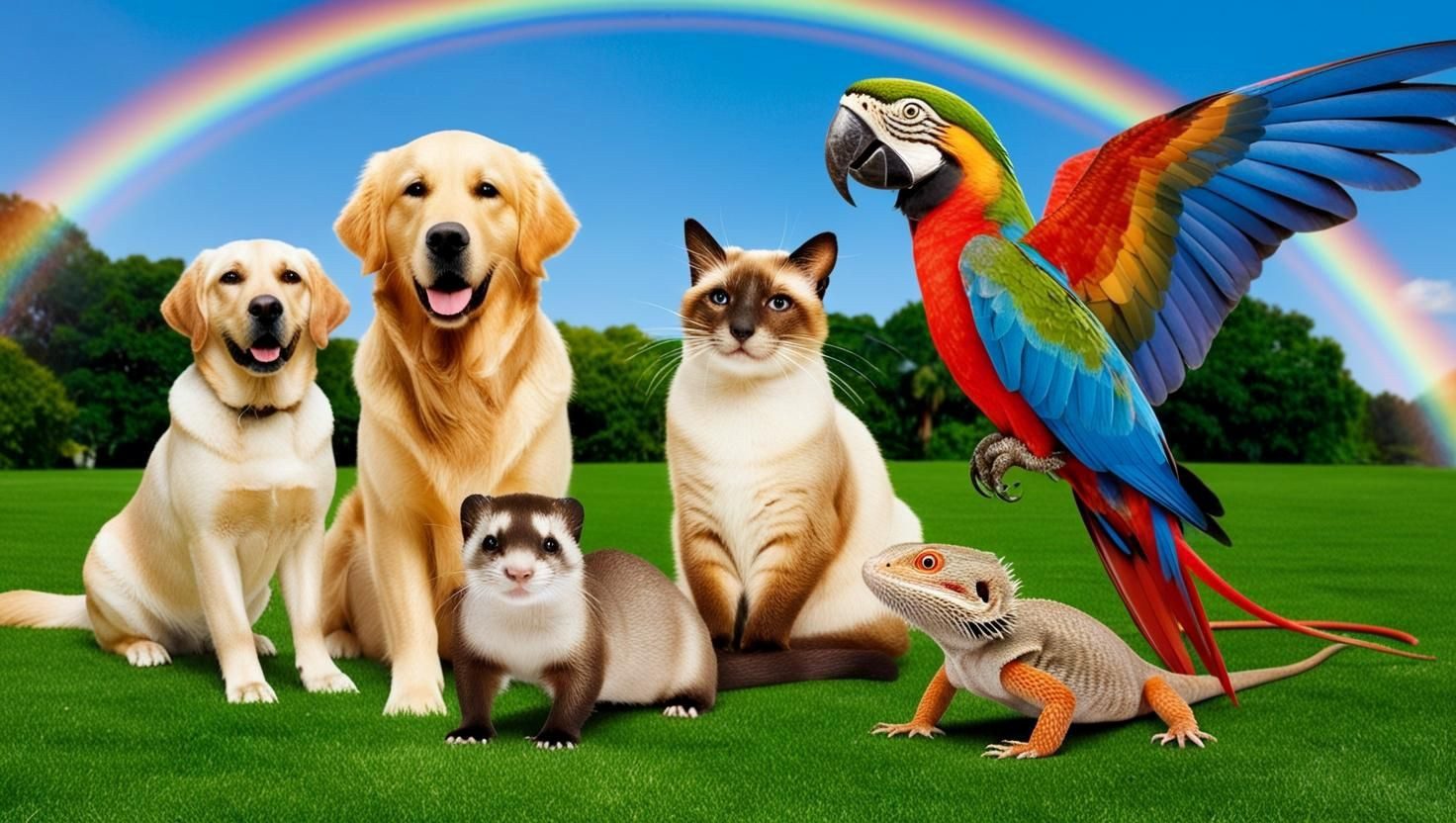 Pets on lawn